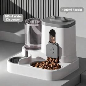 4 Colors Gravity Pet Feeder Water Dispenser Cute Cat Shaped Automatic Food Water Bowl Large Capacity Detachable Stable Anti Slip Base Feeding Sup (Option: S FAD GREY)